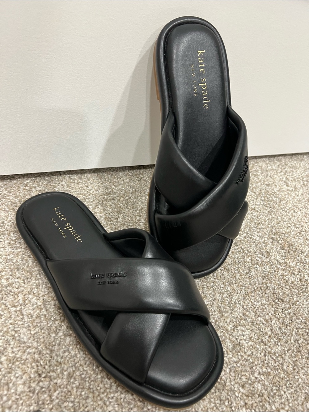 Kate Spade Black Leather Rio Slide Sandals